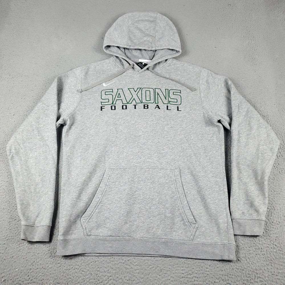 Nike Saxons Football Mens Gray Pullover Hoodie Sweatshirt Large